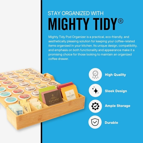 Mighty Tidy's Elegant Bamboo Keurig Cup Organizer - Counter and Drawer Storage - Picture 4 of 6